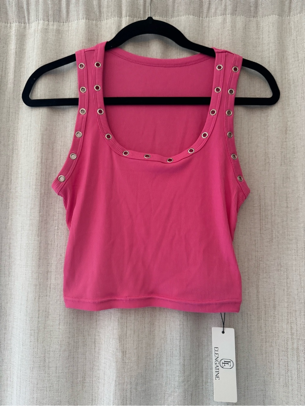 Pink Grommet Ribbed Tank Top